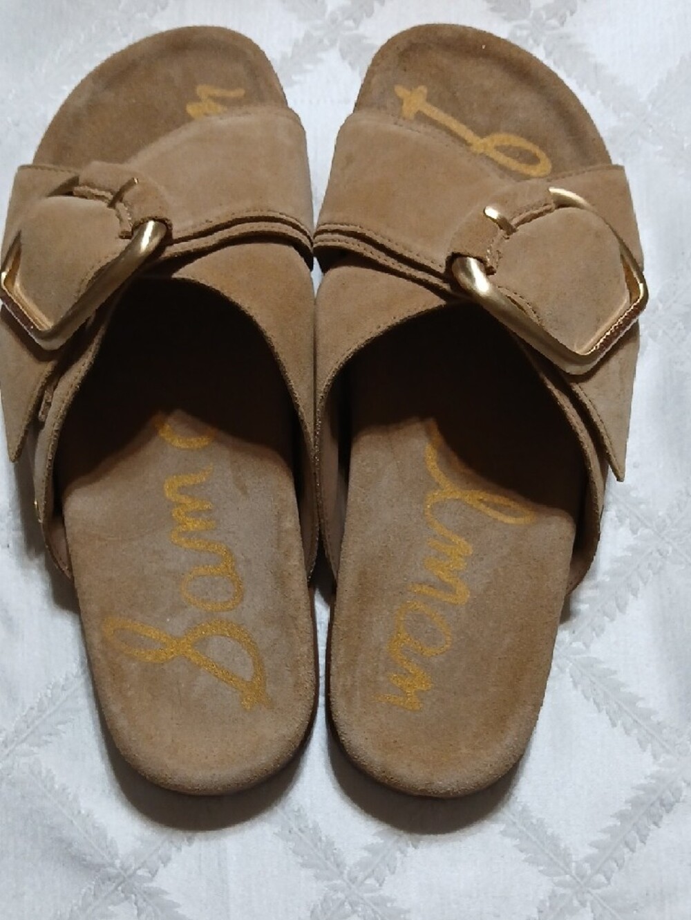Sam Edelman Tan Buckle Slide Sandals - Picture 3 of 9